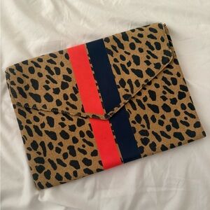 Stella & Dot Leopard Print Clutch with Red and Black Stripes
